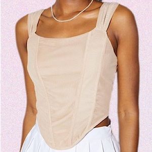 NWT • Taupe Mesh Hanky Hem Corset Top 🤎
